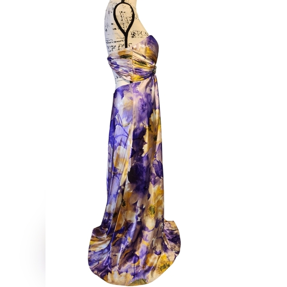 Camille La Vie Purple and Gold Strapless Gown - Picture 4 of 11